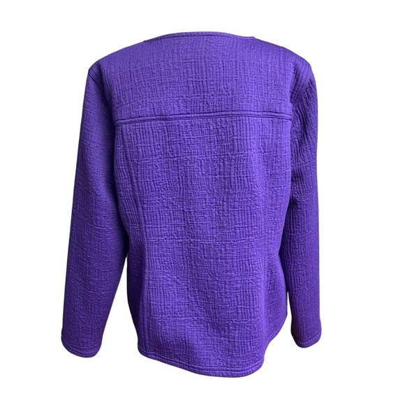 Chico's Vibrant Purple Women's Blazer Size L Snap Front Collarless Career Office - Picture 6 of 11